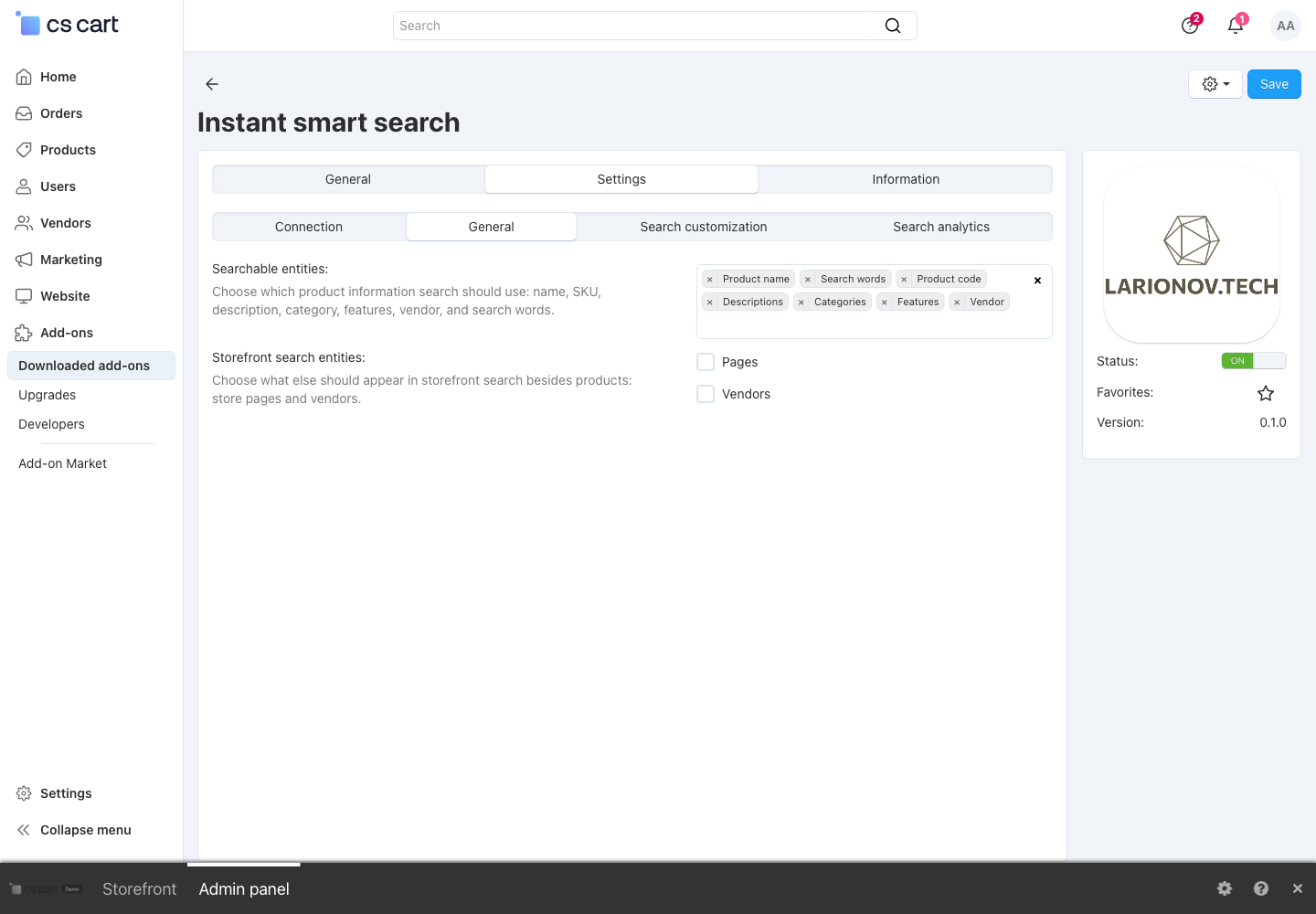 Instant smart search: searchable entities