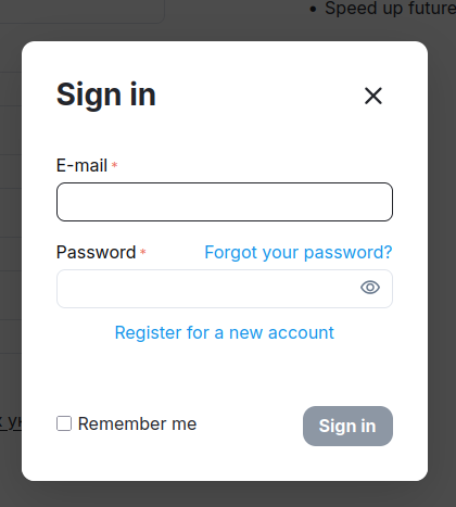 Show password: sign-in form